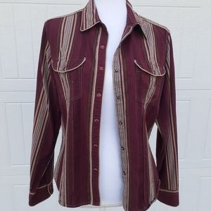 Columbia Western Red Pearl Snap Front Shirt Top